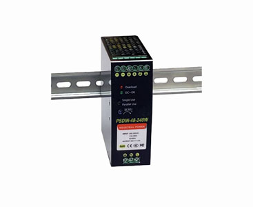 PSDIN-48-240W - 48VDC 240W adjustable, DIN Rail Mounted Industrial 120/240VAC Power Supply. -40 to +70C by Tycon Systems