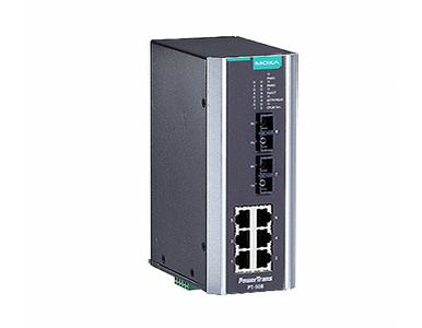 Moxa PT-508-SS-SC-48 - IEC 61850-3 managed Ethernet switch with 6 10/100BaseT(X) ports, and 2 100BaseFX single-mode ports with S by MOXA
