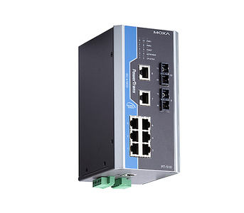 PT-510-SS-SC-24 - IEC 61850-3 managed Ethernet switch with 8 10/100BaseT(X) ports, and 2 100BaseFX single-mode ports with SC con by MOXA