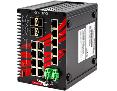 Antaira QMX-1204G-2Q2S-T - 12-Port Industrial Gigabit Managed Ethernet Switch w/8*10/100/1000Tx RJ45 Ports, 2*100/1000Mbps SFP S by ANTAIRA