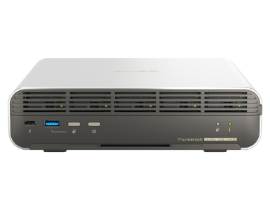 QNAP TBS-h574TX-i3-12G-US - 5-bay All-Flash NASbook. Intel i3 8C/12T Processor, burst up to 4.50GHz, 12GB DDR4 RAM On-Board by QNAP