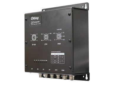 ORing TDS-5041-I-M12 - EN50155 Industrial 4-port secure Isolate RS-422/485 to 1x10/100Base-T(X) Device Server (M12cconnectors) by ORing Industrial Networking