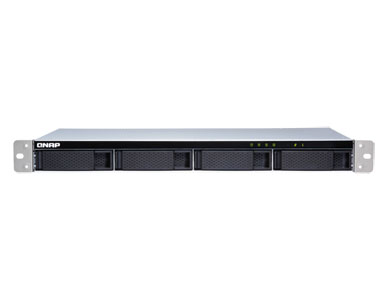 TL-R400S-US - 4-bay 1U rackmount SATA JBOD expansion unit with a QXP-400eS-A1164 PCIe SATA host card and 1 SFF-8088 to SFF-8088 by QNAP