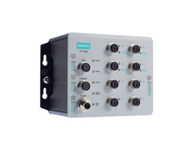 Moxa TN-4908-4GPoE-4GTX-WV-CT-T - Industrial secure router with 8 Gigabit Ethernet ports including 4 Gigabit PoE+ ports, total 5 by MOXA