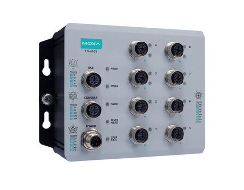 Moxa TN-4908-ETBN-4GTX-4GTXBP-WV-T - IEC 61375 ETBN industrial secure router with 8 Gigabit Ethernet ports including 4 Gigabit E by MOXA