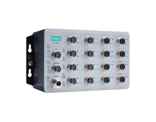 Moxa TN-4916-ETBN-8PoE-4GPoE-4GTXBP-WV-CT-T - 16 port ETBN router includes 8*GE with 4PoE, and  8*FE with 8PoE, 24 to 110 VDC po by MOXA