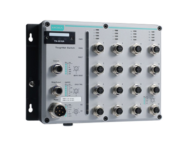 TN-5516A-WV-T - L2 managed switch with 16 10/100BaseT(X) M12 ports, dual power input, 24 to 110 VDC,-40 to 75? by MOXA