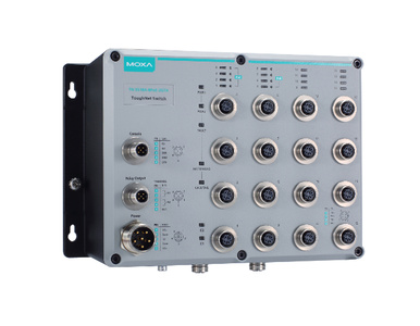 Moxa TN-5518A-2GTXBP-WV-T - L2 managed switch with 16 10/100BaseT(X) ports, and 2 10/100/1000BaseT(X) ports with M12 connectors, by MOXA