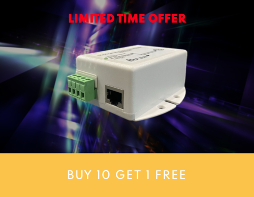 PROMOTION - TP-DCDC-1248 - 9-36VDC IN 48V PoE OUT 24W DC to DC Converter and POE injector by Tycon Systems