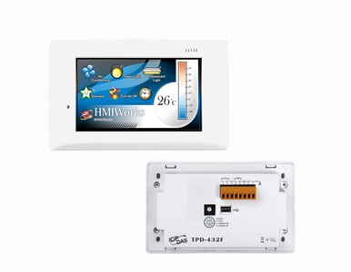 TPD-432F - 4.3' Touch HMI device with RS-485 x 2, USB, RTC, and less-surface-exposed housing design by ICP DAS