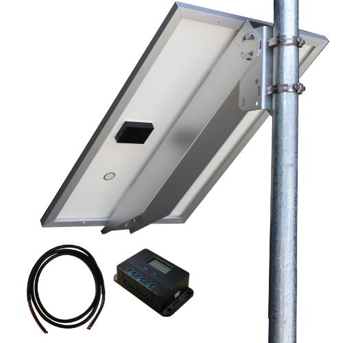 TPSK12-35W - 30W 12V Solar Kit: 30W Panel, Pole Mount, Controller, Cable, Supports 8W continuous