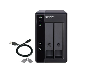 TR-002-US - 2-bay 3.5' SATA HDD USB 3.1 Gen2 10Gbps type-C hardware RAID external enclosure. USB-C to USB-A cable included. Expa by QNAP