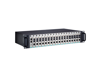 TRC-2190-DC-48V - 2U Rackmount chassis, with a single 36 to 53 VDC input, 18 slots on the front panel, and CSM-MN01 managed modu by MOXA