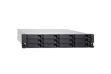 QNAP TS-1273U-RP-16G-US - *Discontinued* - 2U 12-bay NAS/iSCSI IP-SAN, AMD R series 4-core 2.1GHz, 16GB RAM, 10GbE connectivity, by QNAP