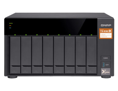 QNAP TS-832X-2G-US - *Discontinued* - AL324 1.7GHz Quad-core, 2GB DDR4 RAM, 1 x SODIMM, 2 x PCIe slot, Dual 10GbE SFP+ ports, SM by QNAP