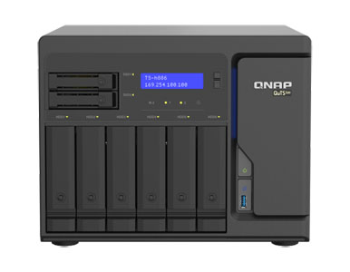 QNAP TS-h886-D1622-16G-US - *Discontinued* - 8-Bay QuTS hero NAS, Xeon D-1622 2.6GHz, 16GB ECC RAM, 4 x 2.5GbE, PCIe expansion s by QNAP