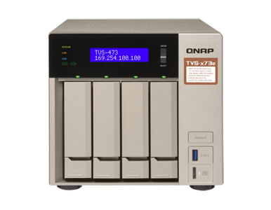 QNAP TVS-473e-4G-US -*Discontinued* - 4-bay 3.5 inch HDD Tower NAS, AMD RX-421BD 4 core 2.1-3.4GHz, Radeon R7, 4GB DDR4, GbE, 2 by QNAP