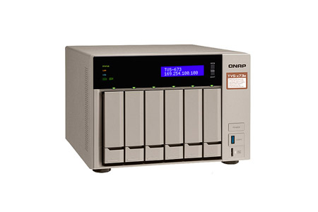 QNAP TVS-673e-8G-US - *Discontinued* - 6-bay NAS/iSCSI IP-SAN, AMD R series Quad-core 2.1GHz, 8GB RAM, 10G-ready by QNAP