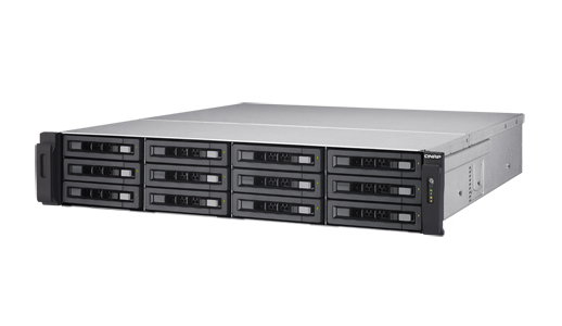 TVS-EC1280U-SAS-RP-16G-R2-US - 12-bay 10GbE NAS and iSCSI/ IP-SAN. 2U, SAS 12G, SAS/SATA 6G, 4 x 1GbE, 2 x 10GbE (SFP+), 40GbE-r by QNAP