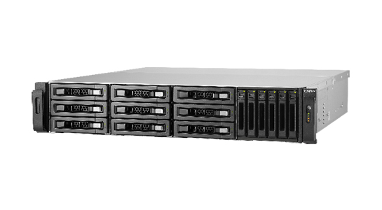 QNAP TVS-EC1580MU-SAS-RP-16G-R2-US - *Discontinued* - 15-bay 10GbE NAS and iSCS/I IP-SAN (3.5' x 9, 2.5' x 6). 2U, SAS 12G, SAS/ by QNAP