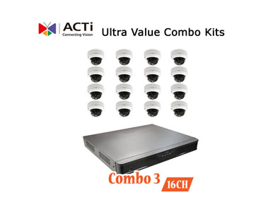 ACTI ZNR-220P-K1 - *Discontinued* - ZNR-220P 16-Channel 2-Bay 16-port PoE Desktop Standalone NVR and 16 pcs Z94 2MP Outdoor Mini by ACTi