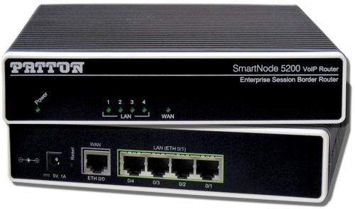 Patton SN5200/4B/EUI - SmartNode eSBC, 4 SIP Sessions no RTP transcoding (SIP b2b UA) upgradeable (max. 32), 5x Fast Ethernet, e by PATTON